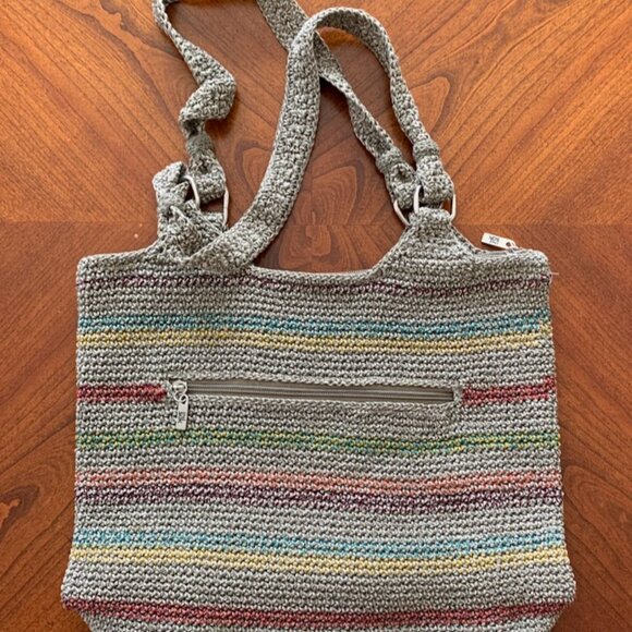 THE SAK Belle Striped Voyager Multicolor Boho Crochet Shoulder Tote Bag Purse - Picture 1 of 7